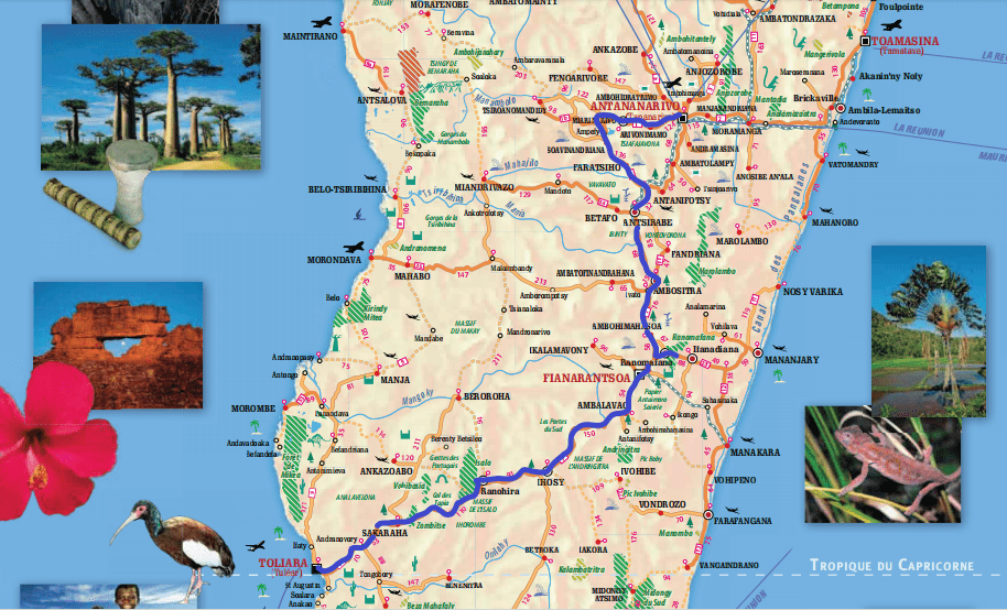 Carte du circuit Route Sud 7J 