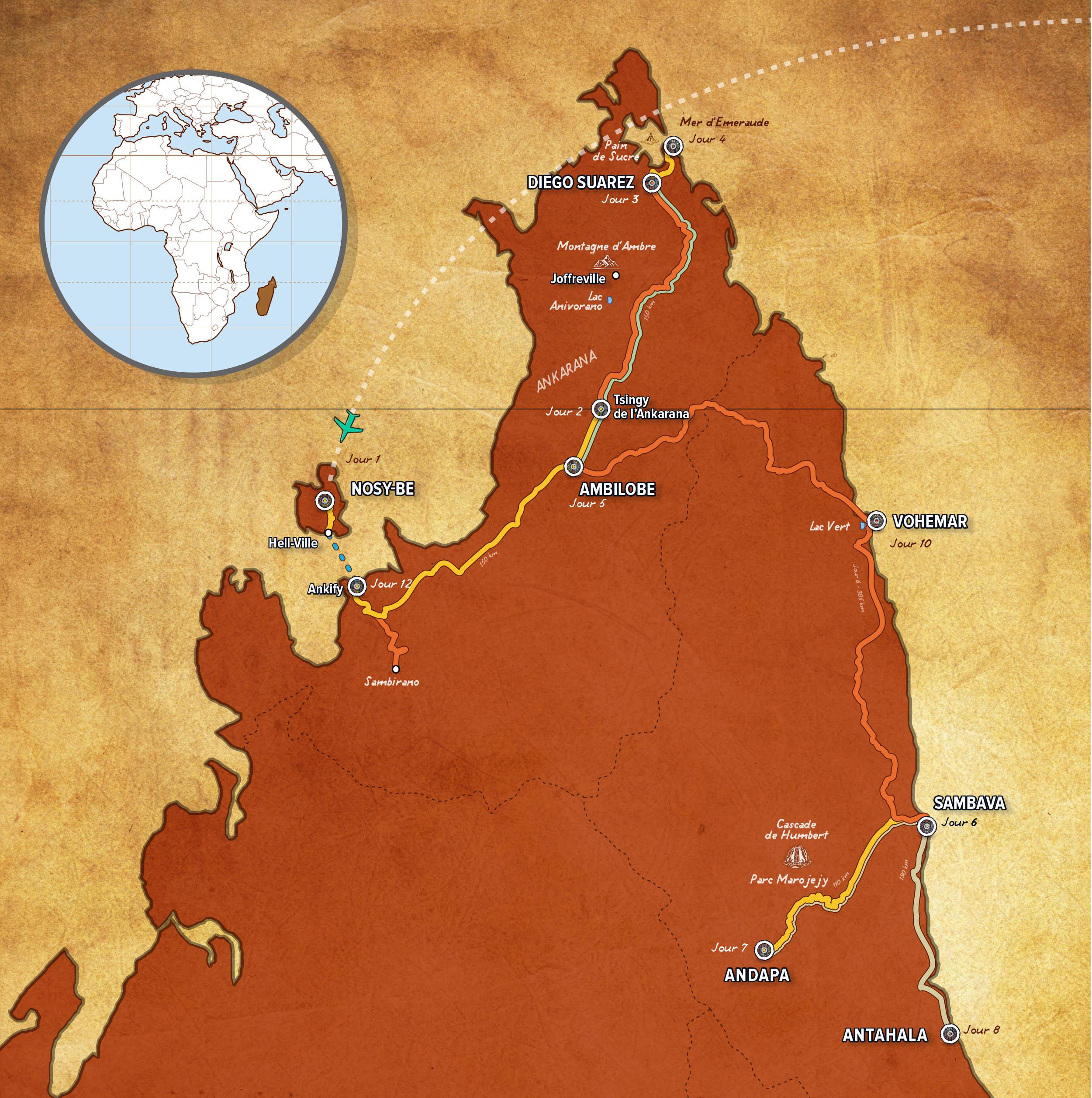 Carte du circuit Trail Vanille 13J 